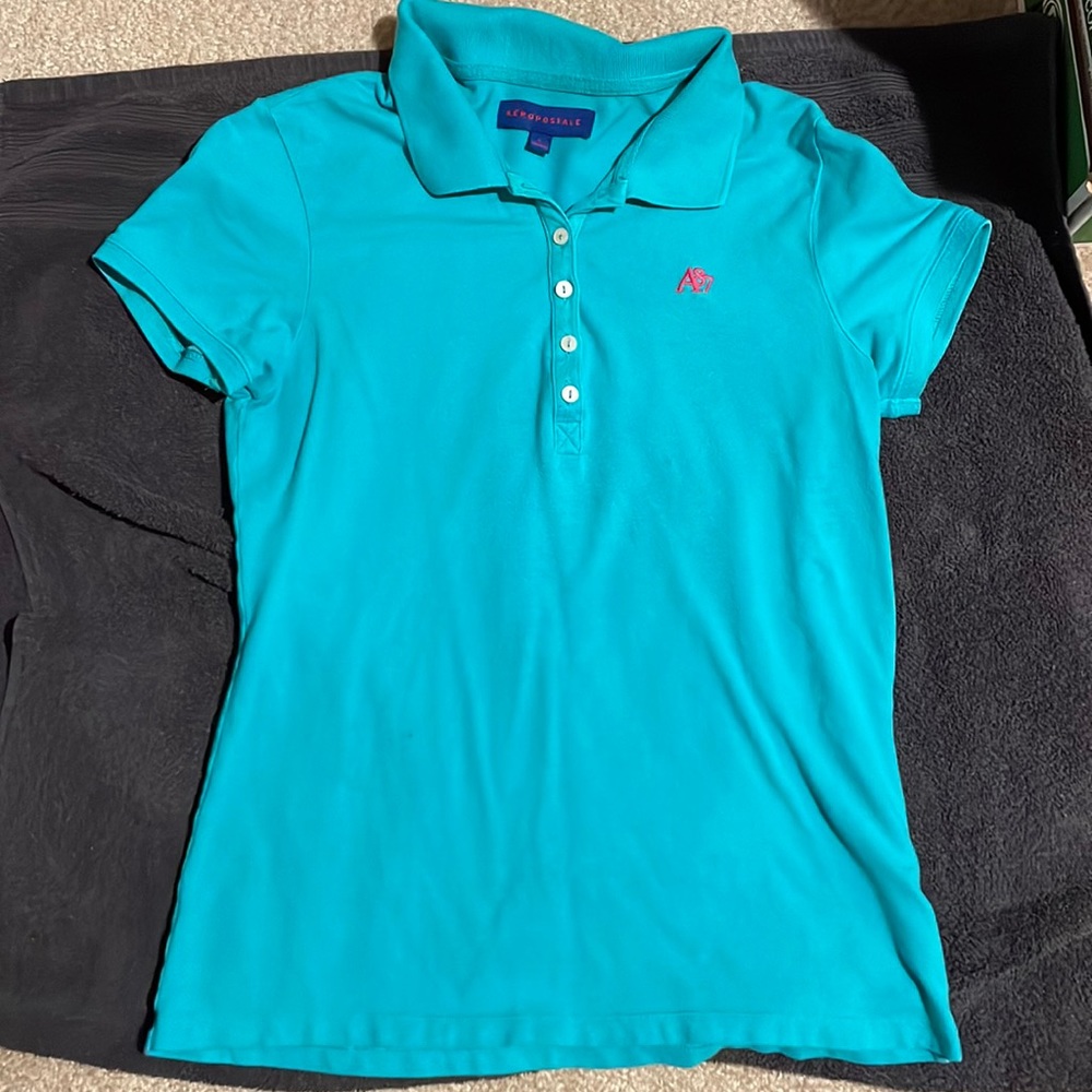 Aeropostal girl polo shirt. Size L. Color green